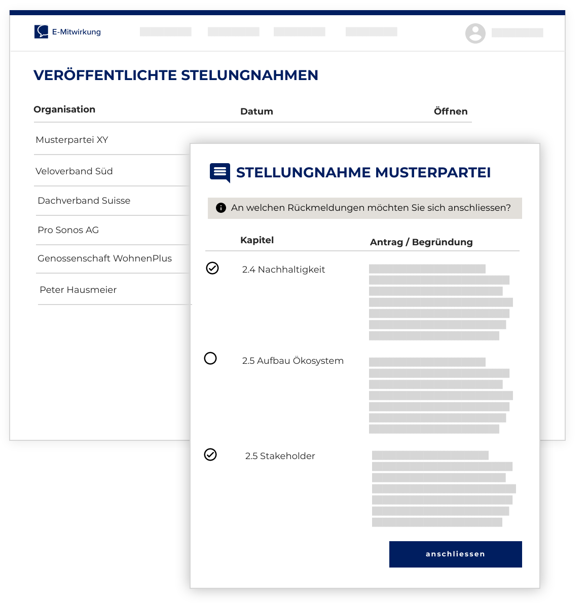 Veröffentlichung der Stellungnahme